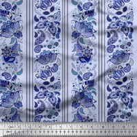 Soimoi Rayon Crepe Fabric Stripe, Floral & Paisley отпечатъци от плат по двор