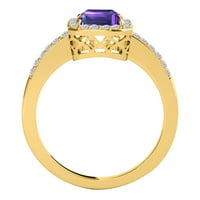 Mauli Jewels пръстени за жени 3. Каратски диамант и изумрудена форма Аметист пръстен 10k жълто злато