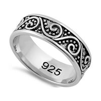 Стерлинг сребърно окислено платинено платина Bali вихър лента Жени пръстен