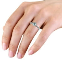 Аквамарин камък със странични диаманти Байпасен пръстен 0. CT TW в 14K бяло злато.size 6.0