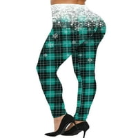 Avamo Women Gegging High Caist Cheast Cyngings Snowflake Printed Yoga Pants Sliming Jeggings Skinny Workout Bottoms Green XL