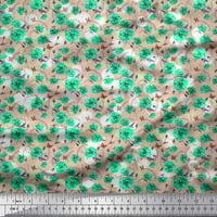 Soimoi Green памучен памук Кембричен тъкан, листа и флорален декор от отпечатани Bty Wide