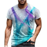 Ayolanni Summer Tops Men Небрежен кръгъл врат 3D Цифров печат Пуловер Фитнес спортни къси панталони ръкави тениска блуза