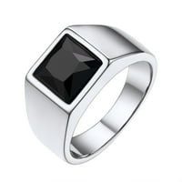 FindChic Mens Pinky Ring Неръждаема стомана Черен камък Агит Размер на пръстена Онкси лента Коктейл пръстен за мъже жени