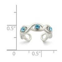Бели стерлингови сребърни пръстени пръстени на пръста Кристален Stellux, размер 6