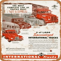 Метален знак - Специализирани международни камиони - Винтидж ръждив вид метален знак