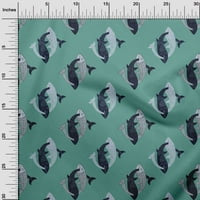 OneOone Viscose Jersey Fabric Fish Block Print Fabric по двор