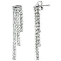 Sterling Silver Cubic Zirconia Stones Triple Strand Dangle обеци, дълги
