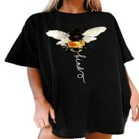 Rejlun дамски тениска с къс ръкав тройник пеперуда флорална тениска тениска ежедневна туника блуза хлабава шезлонги летни върхове сиви xl
