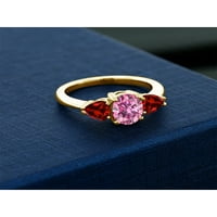 Скъпоценен камък крал 18k жълто злато, покрит сребърен пръстен овален розов гарнет гарнат