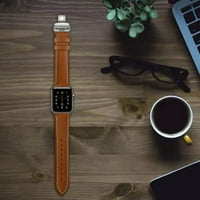 Съвместима с кожени ленти на Apple Watch, мека истинска кожа с пеперудна закопчалка подмяна на китки за серия Iwatch 8 7 SE 6 5 4 3 2 1