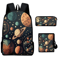 Комплект раница за момчета момичета Космическа планета отпечатани детски училищни чанти с чанта за рамо и калъф за молив, оксфорд издръжлив раница за лаптоп за жени и мъже