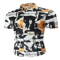 Капризи мъже отхвърлят тениска на яката редовно прилягане на флорални принт върхове Хавайски летни ризи с къс ръкав блуза