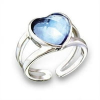 Alamode 411813- Родиев месингов пръстен с кристал от най -висок клас, морско синьо - размер 10