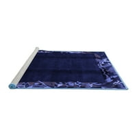 Ahgly Company Machine Pashable Indoor Rectangle Abstract Blue Modern Area Rugs, 2 '3'