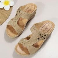 Honeelady отстъпка лято жени с клинови пети обувки изпускайте сандали римски ежедневни чехли