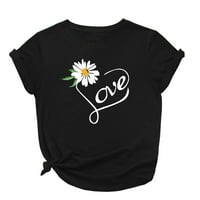 Floleo женски върхове с къс ръкав Просвещение Лятна мода Небрежно свободно флорална буква за печат кръгла тениска за врат