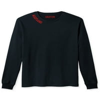 Daxton Premium Maryland Men Тениска с дълги ръкави ултра мек средно тегло памук, черен тий червен букви 2xl