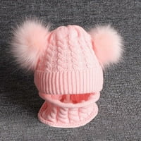 Wozhidaose бебе шапки дете бебе плетене вълна подгъва се топла зимна шапка hiarball шапка +шал кофа шапка