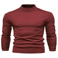Niuer мъже леки джъмперни джъмпери от дълги ръкави мъжки ребрата ръб плетени пуловери зима топла работа със солиден цветен плетач пуловер вино червено l