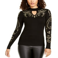 Thalia sodi женски метален макет пуловер черен размер малък