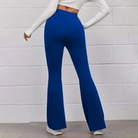 Yuwull Женски багажник йога панталони - пламъци за жени за жени с висока талия тренировка салон Bell Bottom Jazz Ress Pants Blue