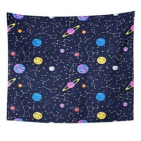 Science Black Abstract Galaxy Pattern със съзвездия и планети Космически бяла рисунка Астрология Стенна изкуство висящ гоблен декор за дома за хол спалня спалня общежитие