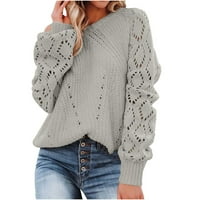 Женски блузи пуловер плетен есен и зима дълъг ръкав ежедневни разхлабени нови сделки пуловери сиви S-6XL