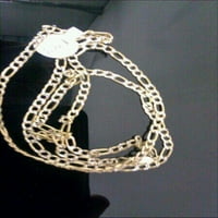 Истински 10k жълто злато Figro Link верига Колие с диамант Наряза 24