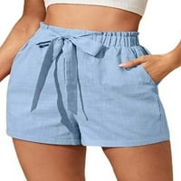 Cindysus Lace Up Летни плажни къси панталони за жени ежедневни еластични талии за талии за талия