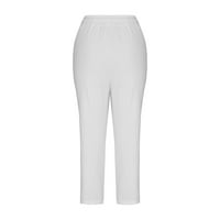 Женски удобни свободно време твърди глезени панталони памучни панталони за спално бельо свободни панталони бяло m