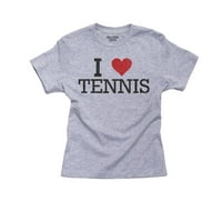 Просто обичам тенис с голямо червено сърдечно момче памучно младежки сива тениска