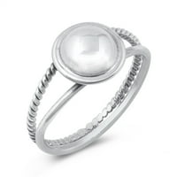 Окислен стерлингов сребърен кръгъл централен разцепен пръстен с размери 9