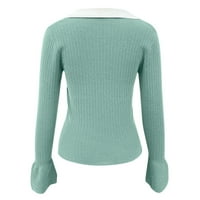 Пуловери за пуловери за жени дълги пуловери за пуловери плюс размер огромен зелено l