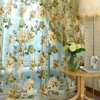 Лилаво бежово пежуерна завеса за цветя флорална завеса домашна декорация Полузарязване на тюл завеси чиста завеса прозорец завеси бежов удар