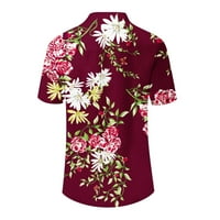 Небрежна тениска за жени с v-образно деколте с къс ръкав надолу печат с джобно вино xxxl