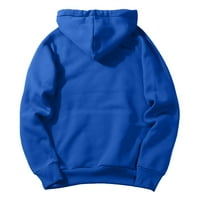 Qwertyu плюс размер качулка мъже с дълъг ръкав джобни плътни цветове теглене с качулка лек пуловер y2k мъжки плаж суичър Royal Blue XL