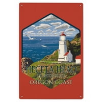 Орегонски бряг, фар на главата на Хецета, контур от бреза дървена стена