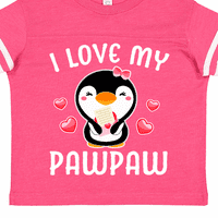 Inktastic обичам моята лапа със сладък пингвин и сърца подарък за малко дете тениска за момиче
