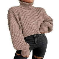 Eyicmarn жени пуловери за костенурка, пуснете рамо с дълъг ръкав твърд цвят свободен плетен пуловер