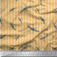Soimoi Orange Viscose Chiffon Fabric Stripe & Mosquito Issects Decor Fabric Printed Yard Wide