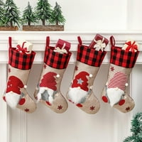 Коледни чорапи, 18 Големи бонбони подаръчни чорапи Стокачи, 3D плюшени коледни декорации за дома и купон за деца Семейна празнична сезона декор