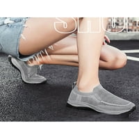 Unise Sneaker Knit Горна ходеща обувка Широчна ширина Обувки Женски дишащи плоскости Мъжки хлъзгащи се на небрежно сиво 5.5