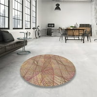 Ahgly Company Machine Pashable Indoor Round Преходна кестеняв червен килим, 5 'кръг