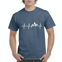 - Мъжки тениска с къс ръкав - Планини на сърдечен ритъм