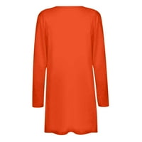 Блузи с дълъг ръкав Модни твърди цветни жилетка за жени Orange S-2XL