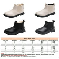 Wookling Girls Boys Ankle Booties Небрежна зимна обувка странична цип Челси Ботуши Училище за топло ботуш устойчив комфорт водоустойчив бежов с плюшена облицована 8c