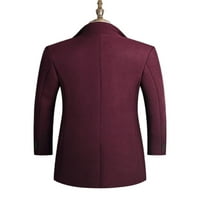 Zodanni Men Jacke Solid Color Concry Coats Lapel Gea Coat Небрежно изстрелване Зимни топли палта вино вино червено 3XL