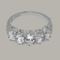 Британски направени 9k бяло злато кубичен циркония женски пръстен за вечност - Опции за размер - размер 4.25