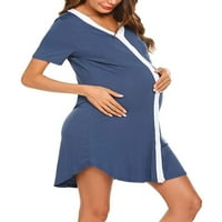 Жени майчинство с къс ръкав рокля за сън Nightgown Nightsing Nightshirt Butronting Button Down Down Pajamas за бременна